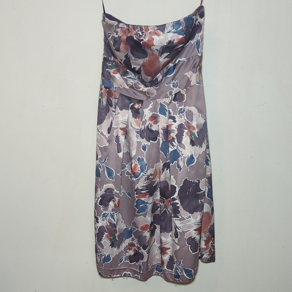 The Limited Purple Abstract Floral Strapless Satin-Feel Dress Women's Size 0 - Picture 1 of 5